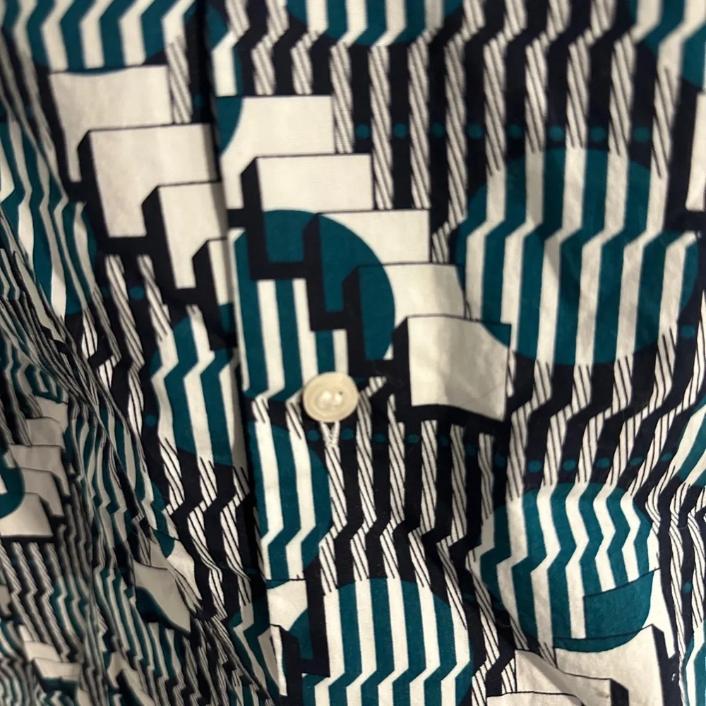 NWOT Murano Retro Bowling Navy and White Patterned Button Down Shirt